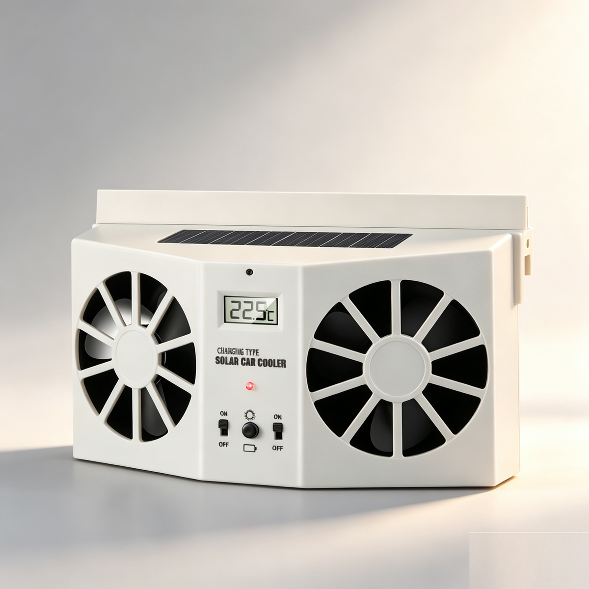 Dual Fan Solar Car Vent Cooler | Solar Powered Car Exhaust Fan with Digital Temperature Display