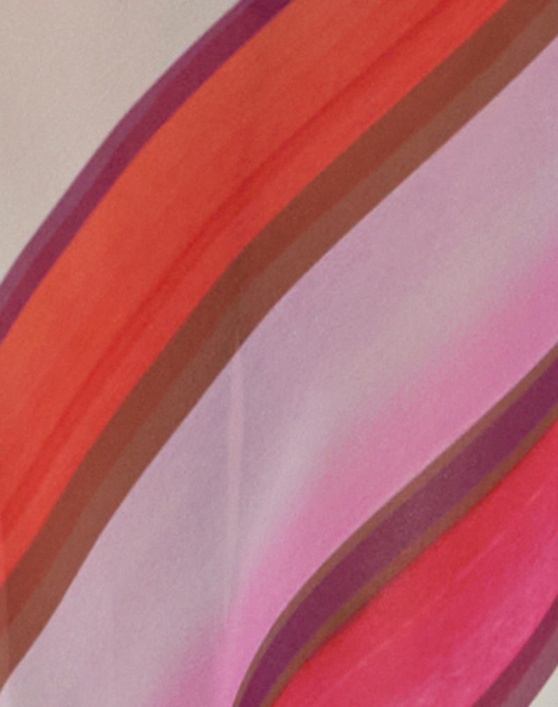 Anira Maxi Dress in Pink Chiffon Painted Stripe