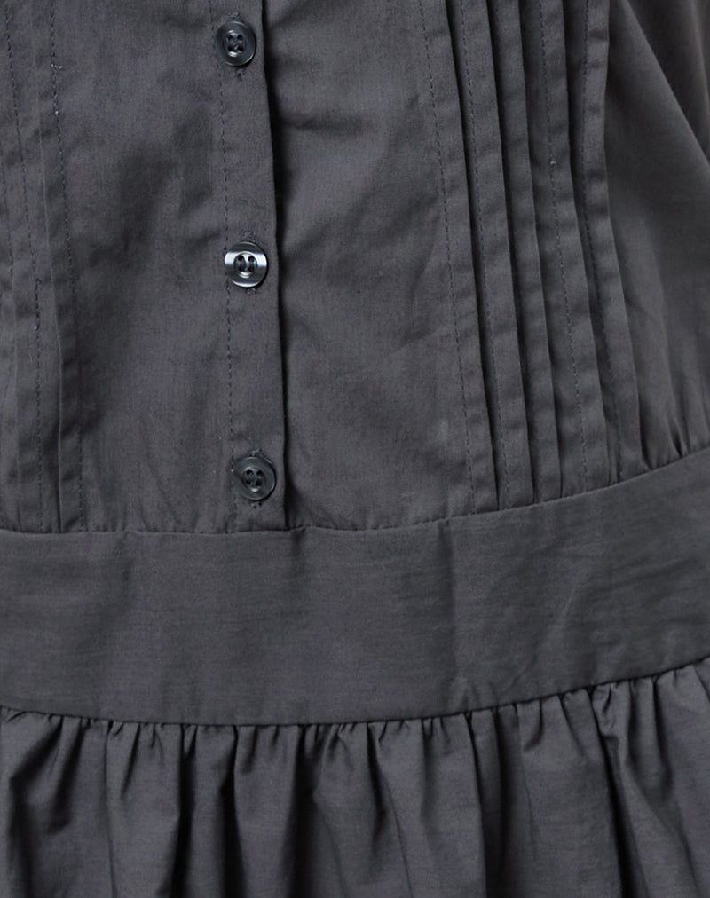 Dayara Mini Dress in Poplin Charcoal Grey