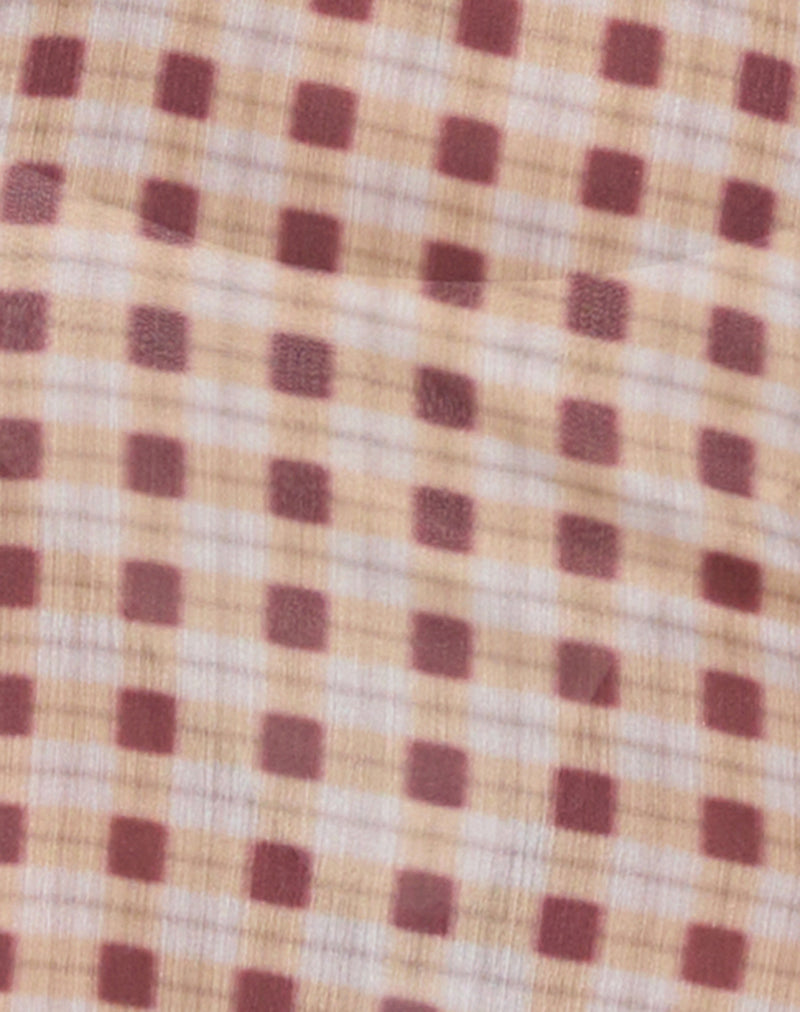 Driti Maxi Dress in Chiffon Blurred Check Peach