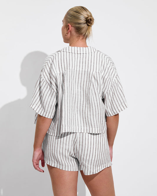 Leisure Shirt - Classic Stripe: Stormy / Coconut