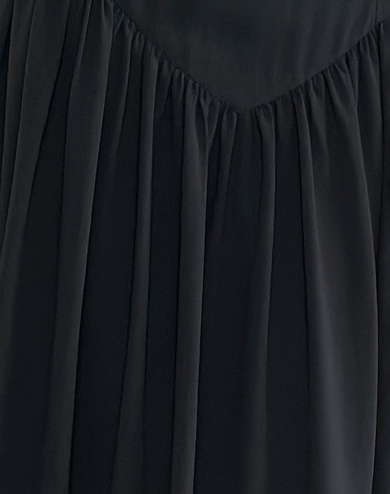 Paduri Drop Waist Midi Dress in Chiffon Black