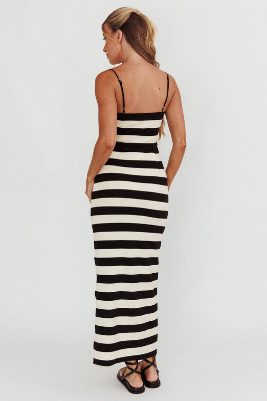 Gracey Cami Strap Maxi Dress Stripe Black