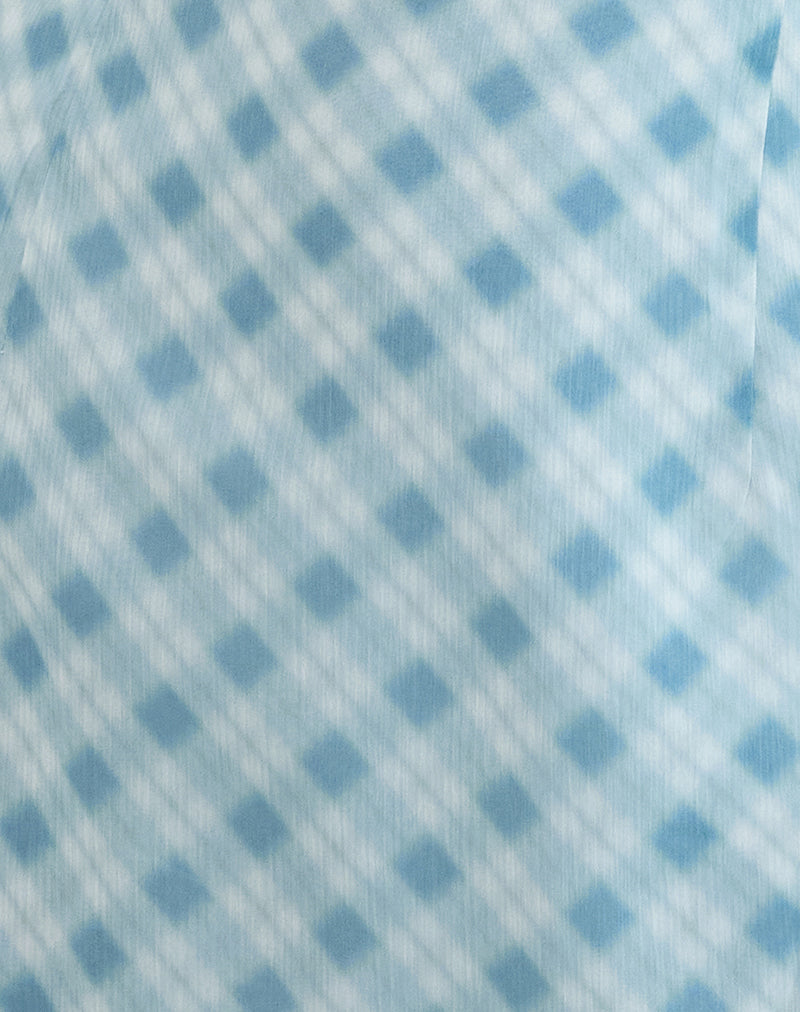 Alira Halterneck Dress in Blurred Check Blue
