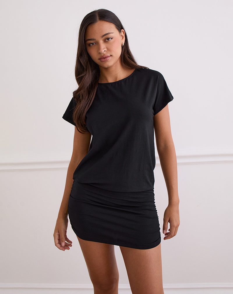 Amelina Backless Mini Dress in Black