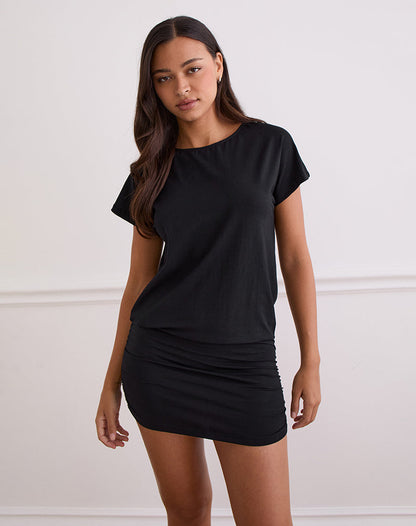 Amelina Backless Mini Dress in Black