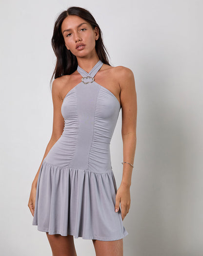 Belasar Mini Dress in Cupro Lilac Grey