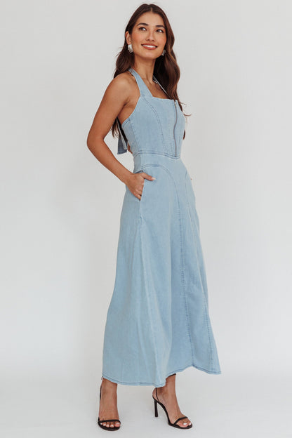 Lumi A-Line Maxi Dress Light Denim Blue