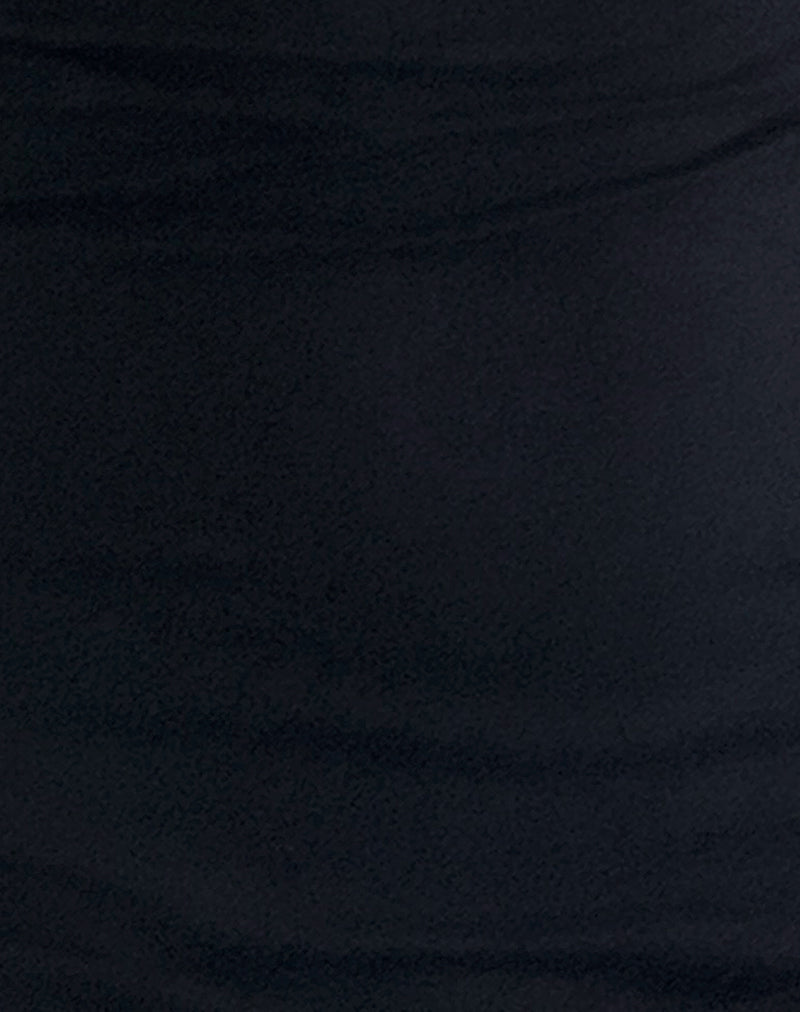 Cantana Maxi Dress in Black with Red Rosette