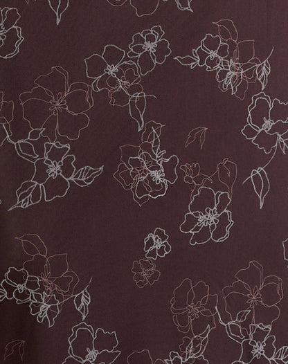 Catrin Midi Dress in Doodle Flower Flock Brown