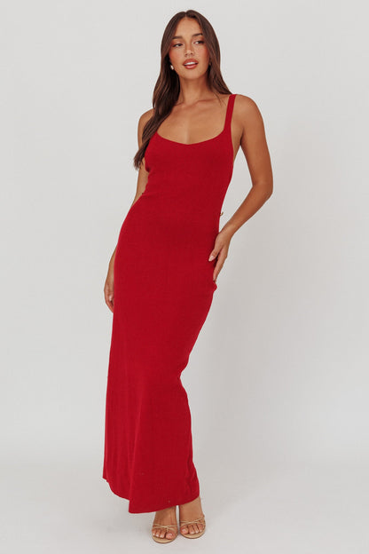 Fall Moon Cut-Out Back Maxi Dress Cherry