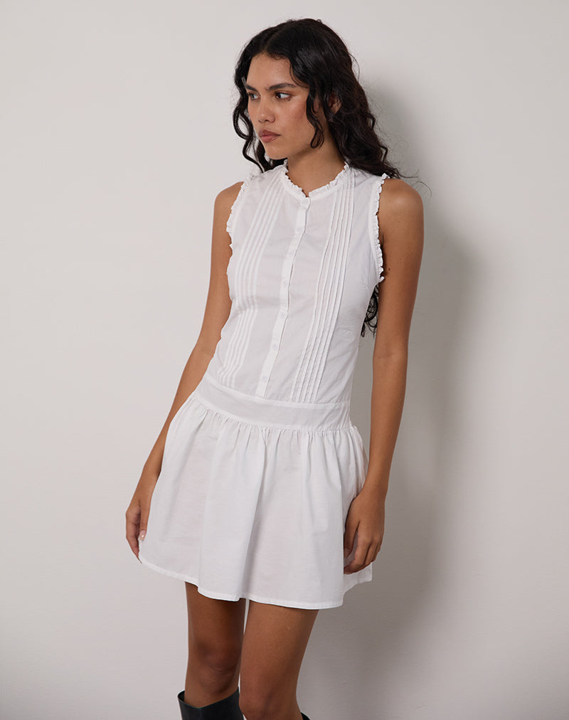 Dayara Mini Dress in Poplin White