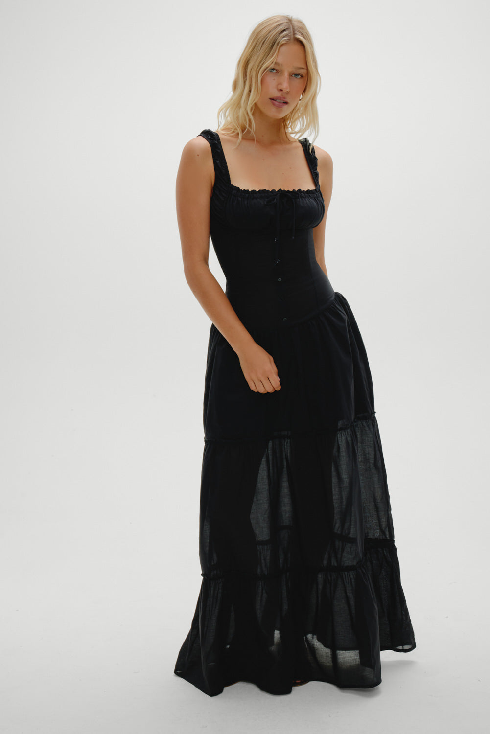 Christabelle Ruffle Maxi Dress - Black