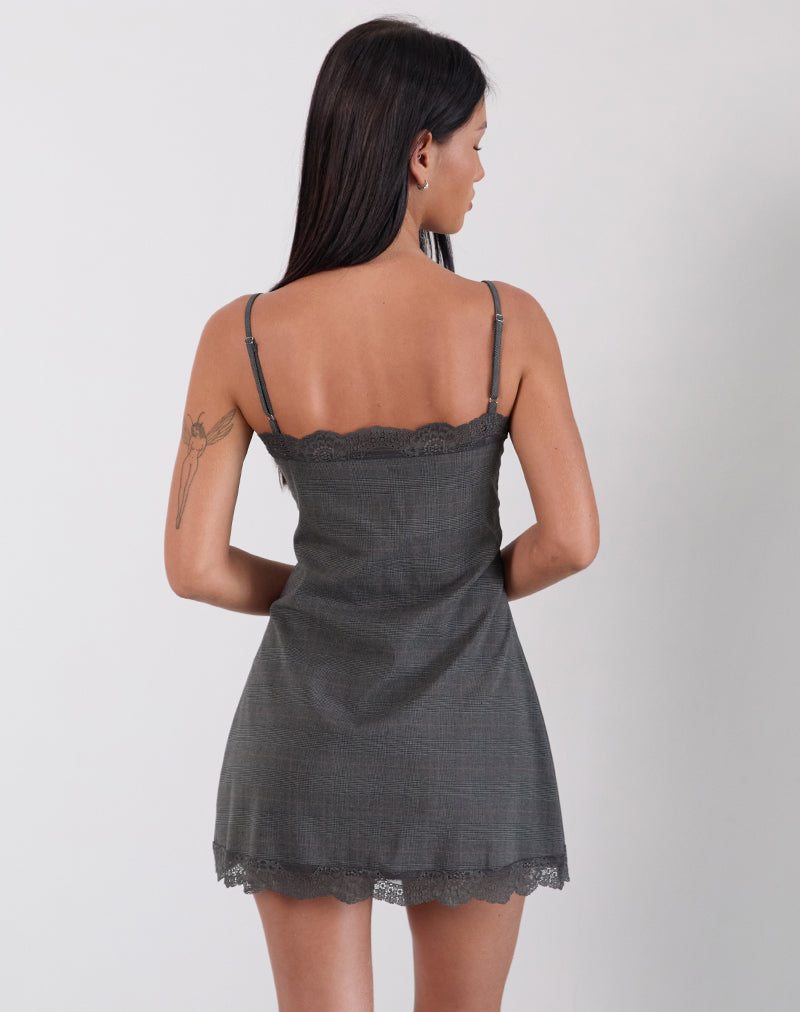 Larna Mini Dress in Check Tailoring Grey