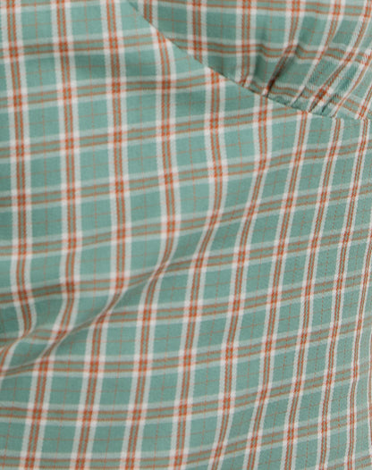 Medora Keyhole Mini Dress in Teal Check
