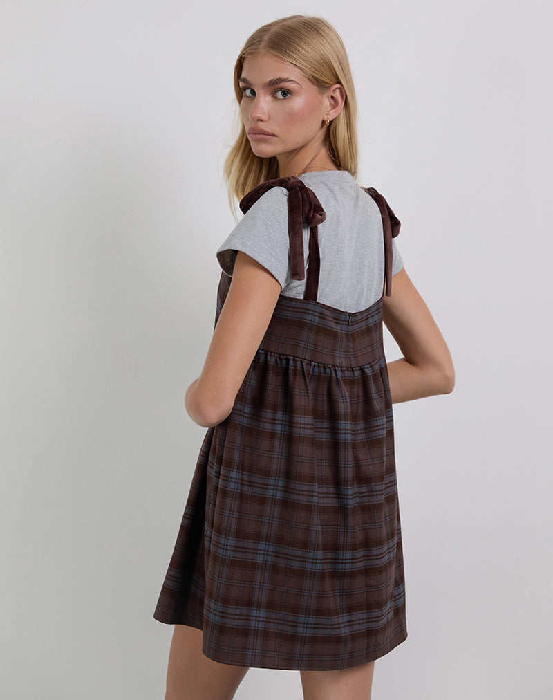Mikayla Mini Dress in Burgundy and Blue Check