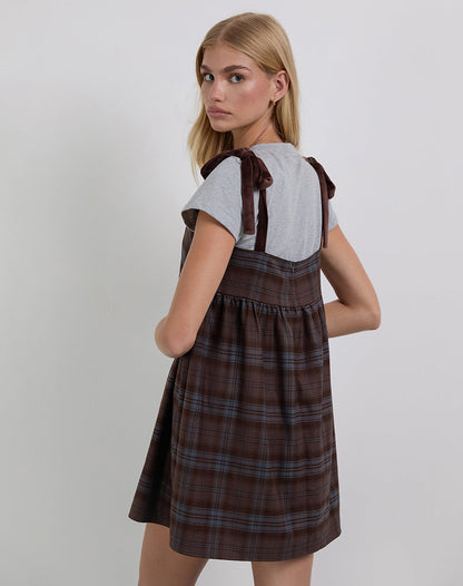 Mikayla Mini Dress in Burgundy and Blue Check