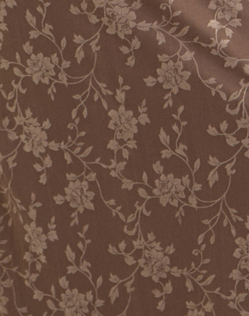 Shaleed Maxi Dress in Leafy Flock Dark Taupe