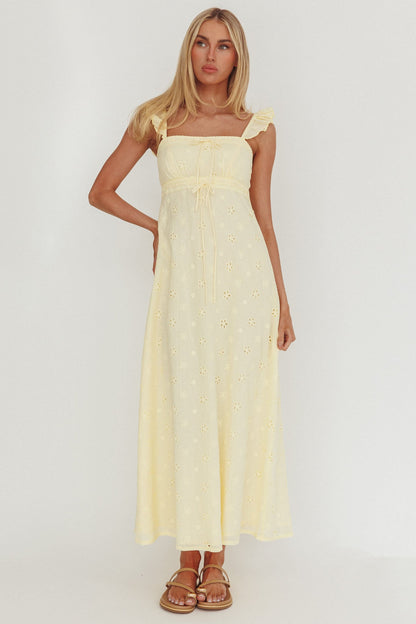 Zimmer Eyelet Frill Strap Maxi Dress Butter