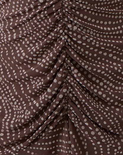Sumiko Mini Dress in Abstract Polka Flock Brown