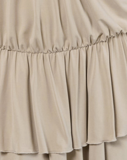 Suraya Plunge Mini Dress in Cupro Oatmilk