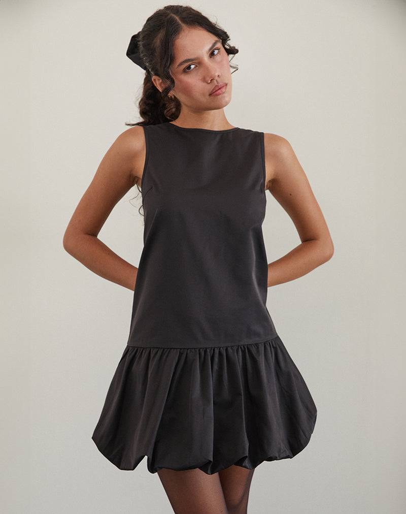 Tamilo Bubble Hem Mini Dress in Black