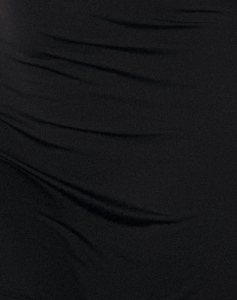 Xeenia One Shoulder Mini Dress in Slinky Black