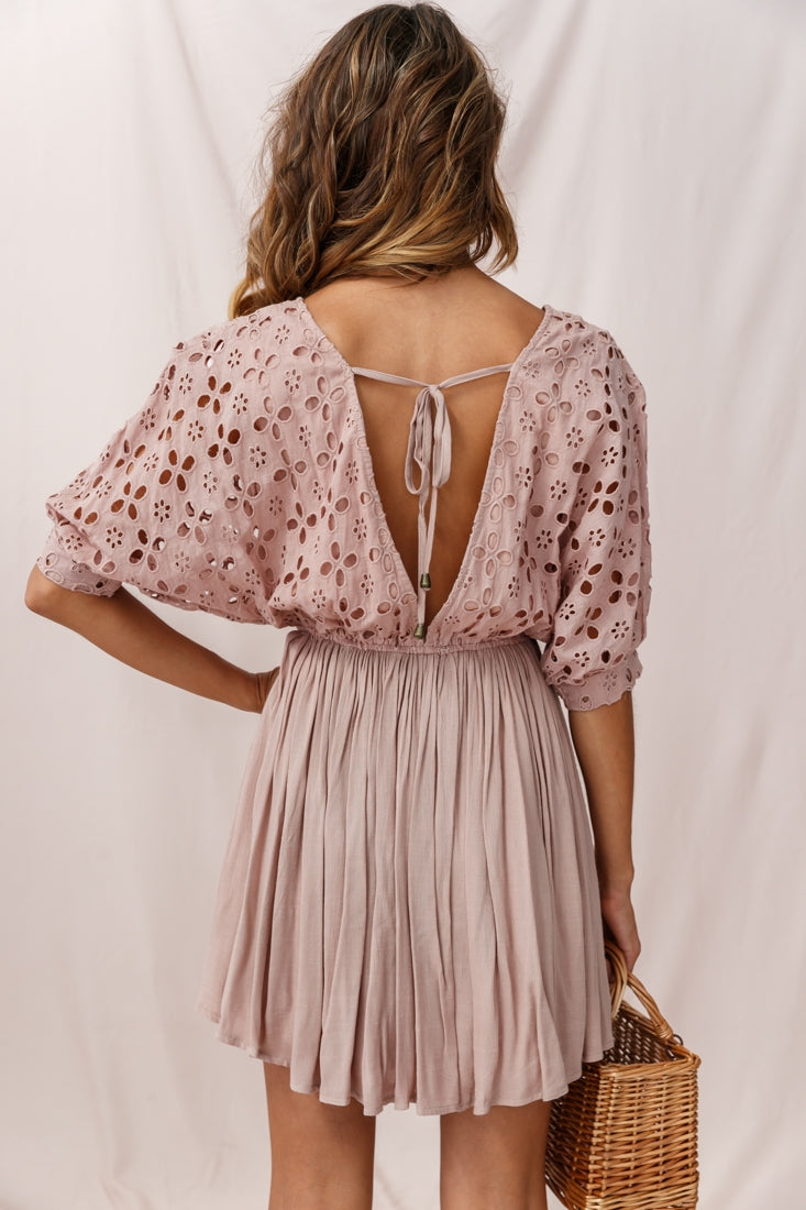 Indi Broderie Anglaise Swing Dress Mocha