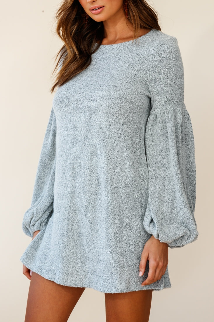 Morais Puff Sleeved Sweater Dress Grey