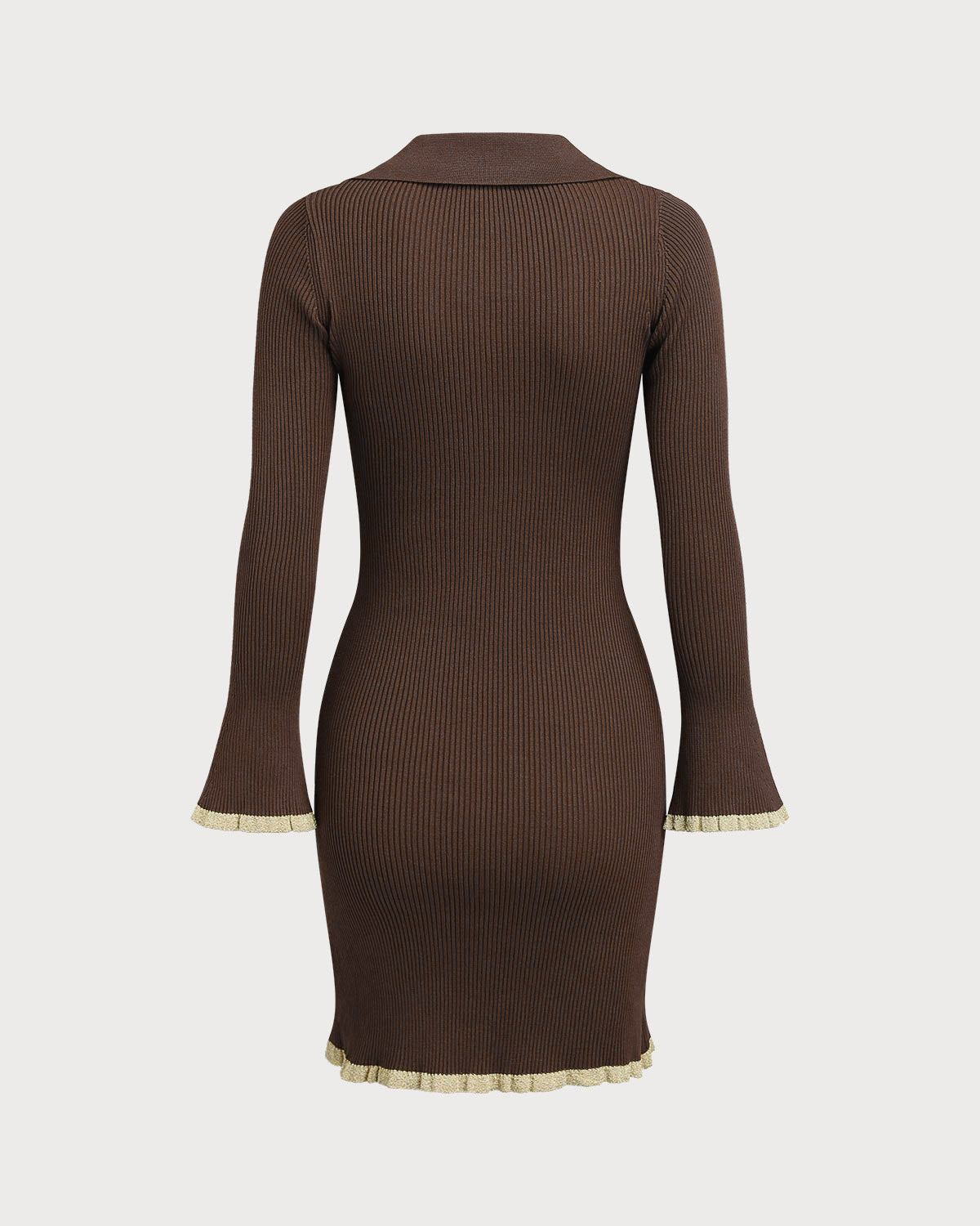Brown Bodycon Button Sweater Dress