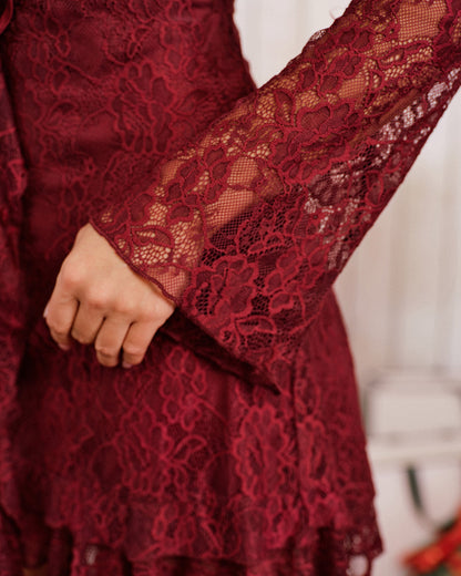 Red Floral Ruffle Mini Dress