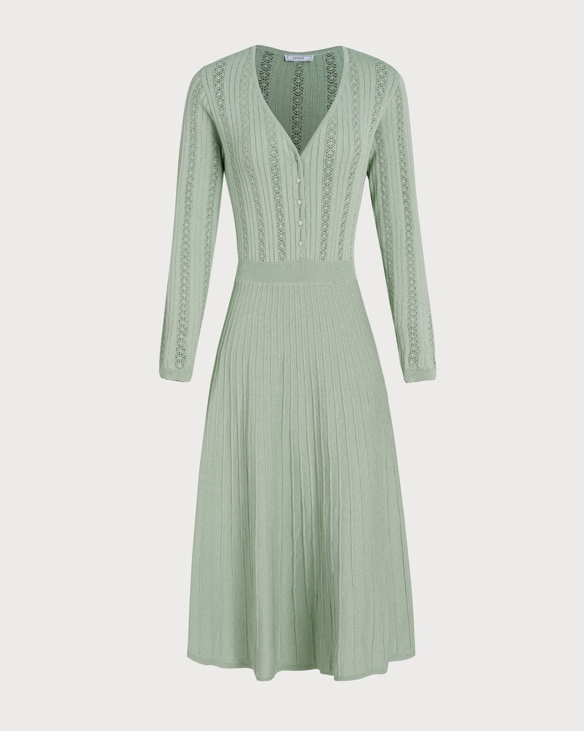 Green V Neck Viscose Sweater Dress