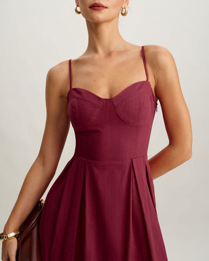 Red Sweetheart Neck Sleeveless Slip Maxi Dress
