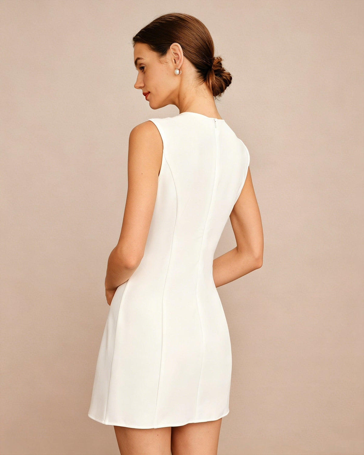 White Button Tunic Mini Dress