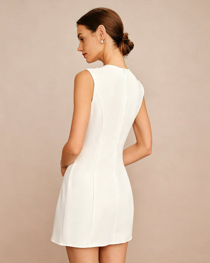 White Button Tunic Mini Dress