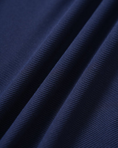 Navy Mock Neck Ruched Mini Dress